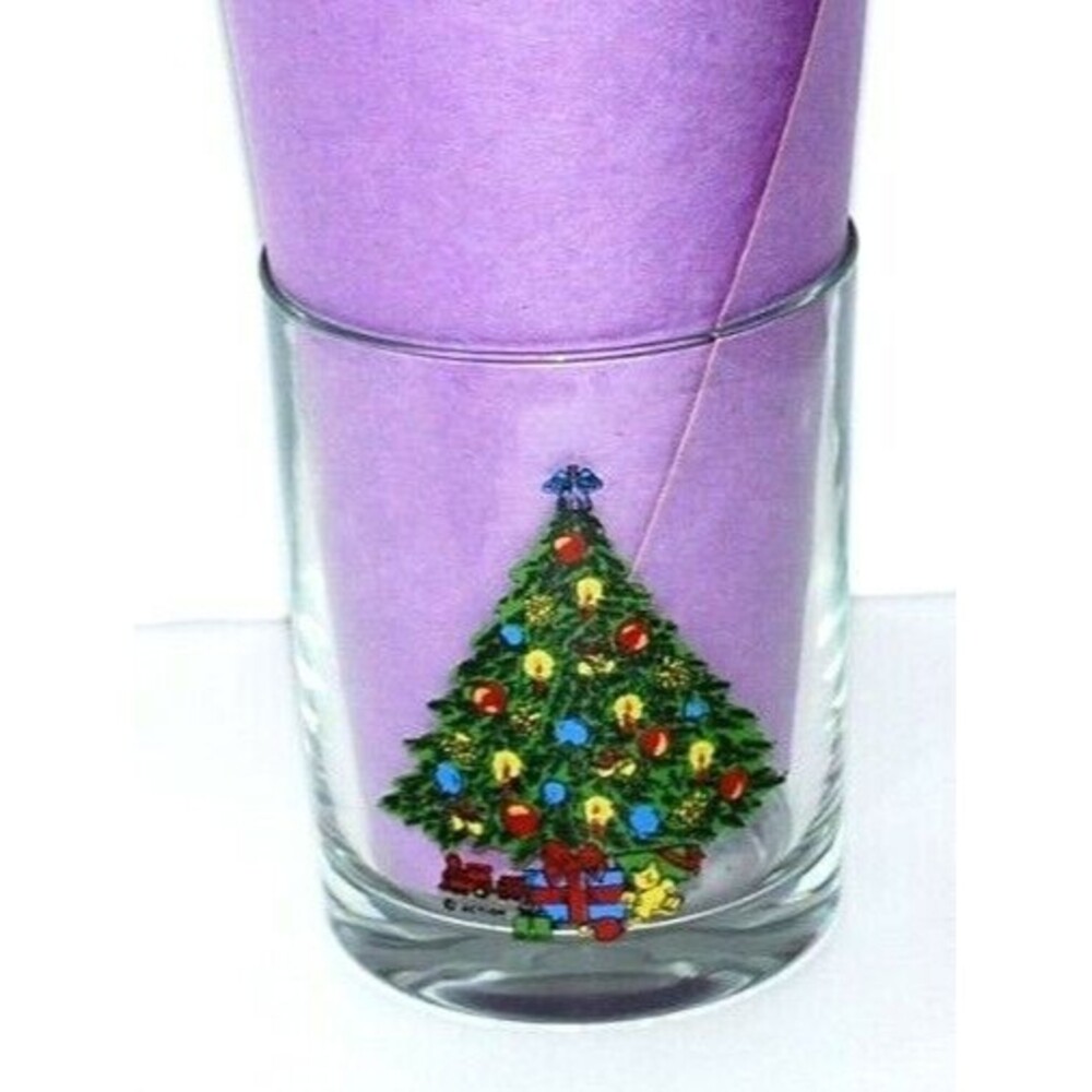 Vtg Action Industries Christmas Tree Old Fashioned Bar Tumbler